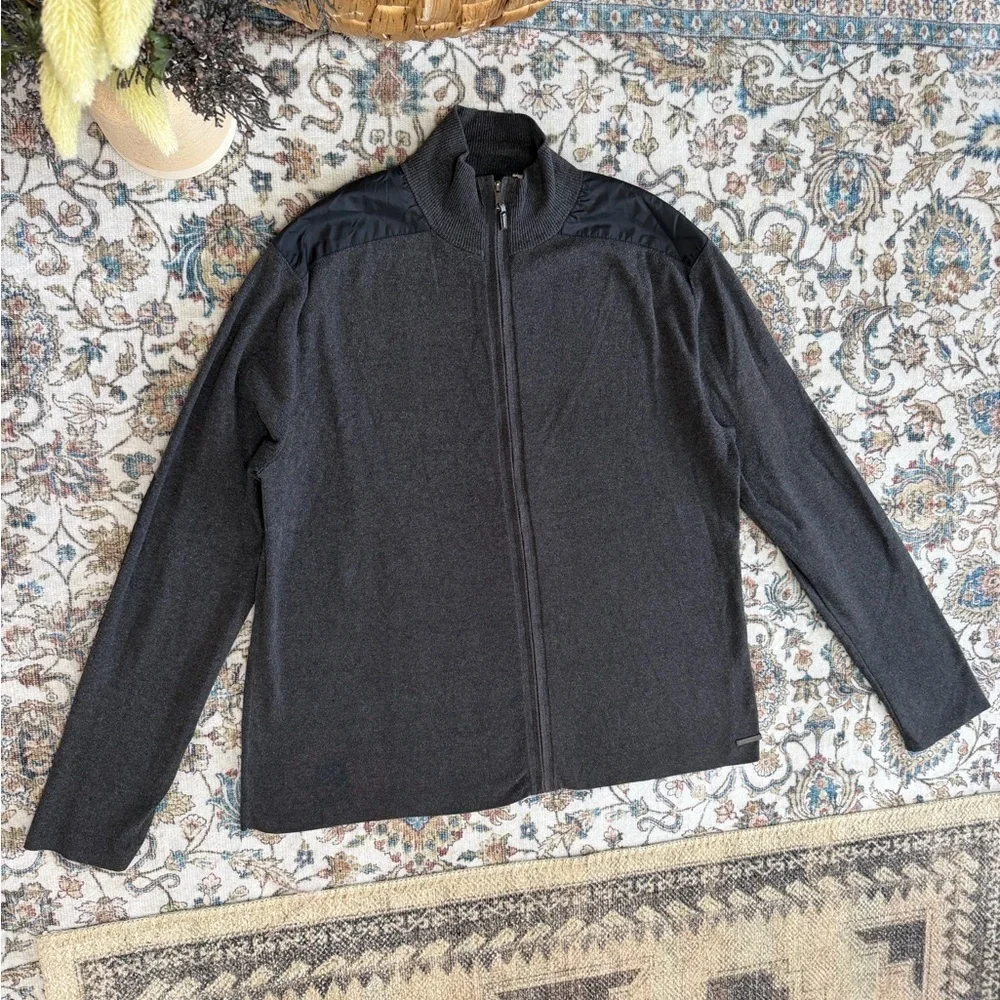 Y2K Calvin Klein Men’s Gray Full-Zip Lightweight Jacket Size Medium